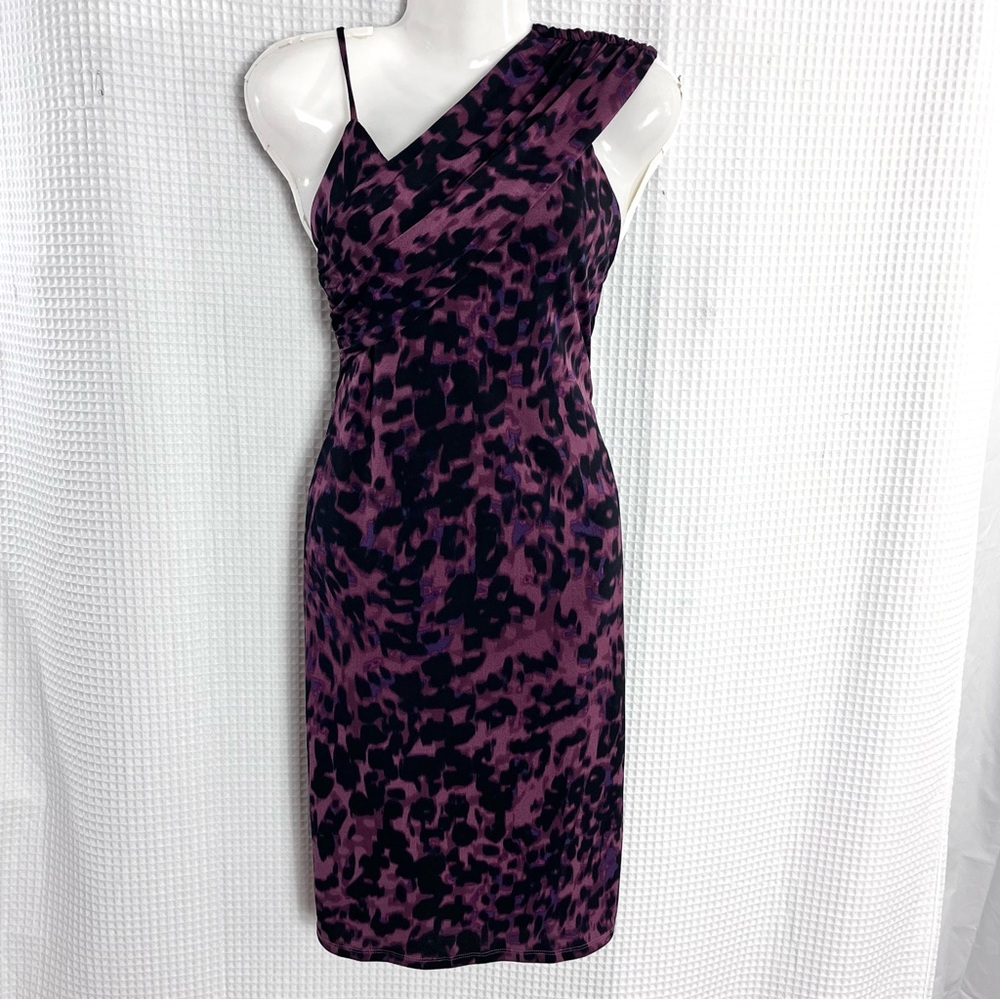 BOLD elements One Shoulder Purple Leopard Dress size medium